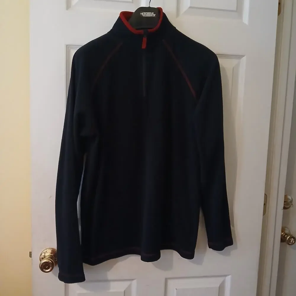 Weatherproof Mens L Black Quarter Zip Fleece Pullover Sweater Lightweight Casual